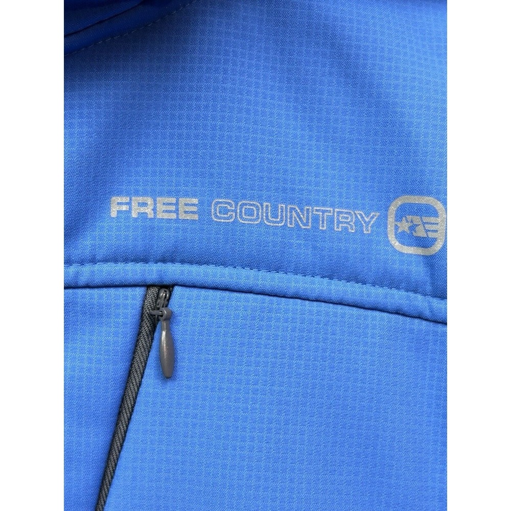 Free Country Softshell Jacket Womens Medium Blue Grey Hooded Fleece Lined Active - Picture 6 of 10